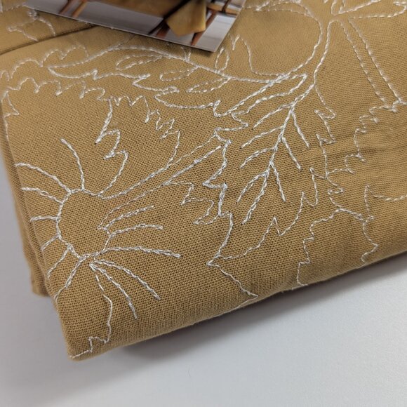 Threshold Yellow Orange Cotton Oblong Embroidered Floral Tablecloth 60x84 NEW - Picture 3 of 6